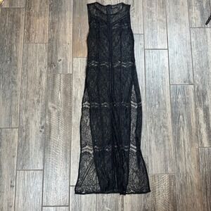 REHAB Black Lace Maxi‎ Dress Sleeveless Sheer Layered Party Elegant Women